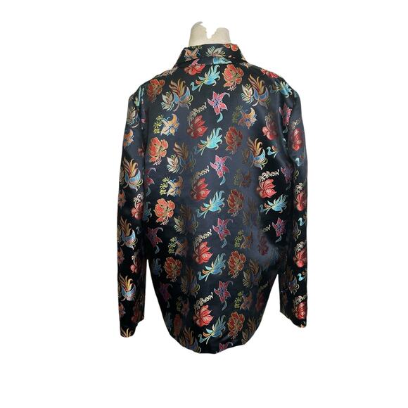 Reversible black red floral embroidered Asian inspired blazer size Medium - Picture 2 of 16